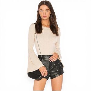 ALICE + OLIVIA Parson Bell Sleeve Wool Cashmere Sweater Beige | 📐XS Retail $385